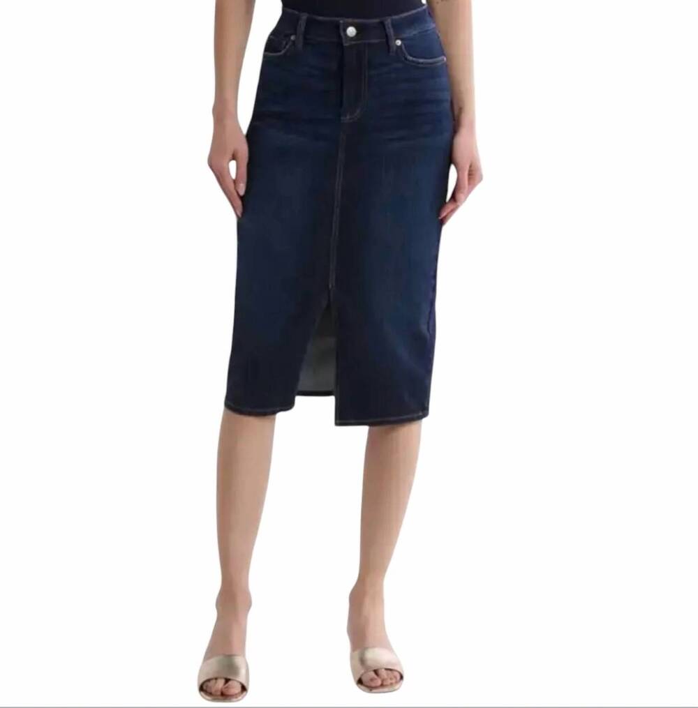 NEW 7 FOR ALL MANKIND easy pencil denim skirt in dark indigo